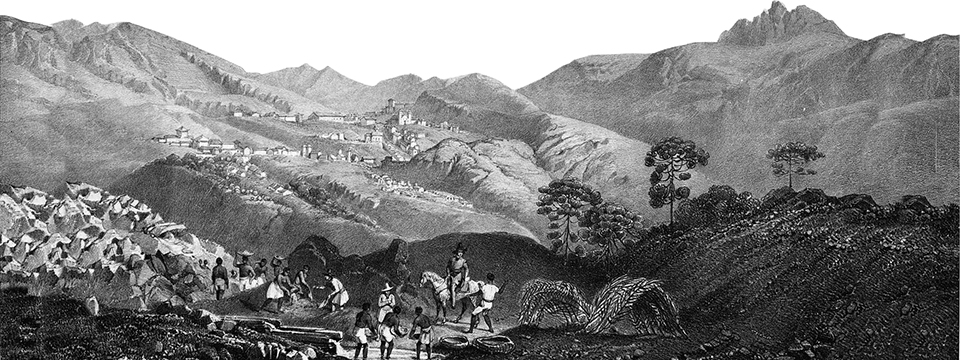 Ouro Preto - Garimpo em Vila Rica - Desenho de Johann Moritz Rugendas
